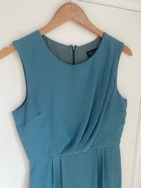 Sleeveless Teal Blue Draped Women's Dress